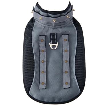 Imagem de HDKUW Colete para cães pequenos com alça – Peitoral tático protetor antimordida e predador, ajuste ajustável com anel em D e forros respiráveis, cinza PP