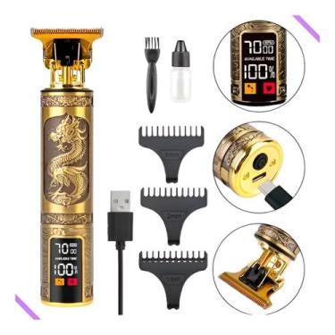 Imagem de Maquina De Corta Cabelo Barbear Profissional Com Visor - BOkAA, Dourad