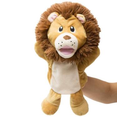 Imagem de Marionete de mão HollyHome Lion Plush Animal Zoo 35 cm amarelo