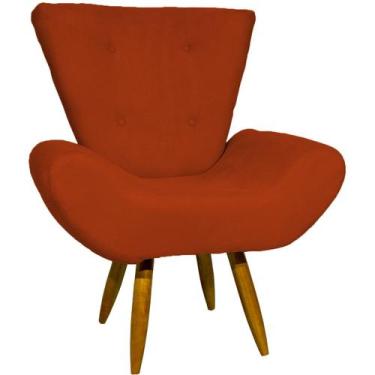 Imagem de Poltrona Para Sala Decorativa Emilia Suede Cores Pés Castanhos - Cliqu