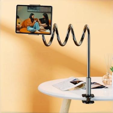Imagem de Suporte de tablet pescoço de ganso para telefone e tablet Suporte de braçadeira ajustável de 360° para cama e mesa, leitura, gravação, leitura, filmagem, suporte de braço preguiçoso para dispositivos