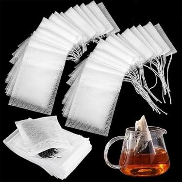 Imagem de 100 saquinhos de chá não tecidos, sacos de chá descartáveis com cordão, selagem, café, especiarias, chá, filtro, papel, infusor de papel, utensílios de cozinha