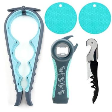 Imagem de Abridor de garrafa de cerveja com 5 peças, abridor de latas, abridor de tampa de rosca de cozinha