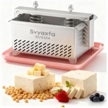 Imagem de Prensa de tofu e queijo de aço inoxidável 304 Tufu Press - Remoção rápida de água em 10 a 30 minutos - perfeita para tofu sedoso, firme ou extra firme - livre de BPA e lavável na lava-louças (GG)