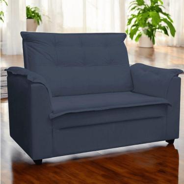 Imagem de Sofá 2 Lugares Namoradeira Marrocos 1,40m Sala De Tv Estar Recepção Suede Azul Marinho Mabe Magazine