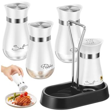 Imagem de Conjunto de 4 peças de sal e coqueteleira de 118 ml, sal de vidro e conjunto com suporte e tampa para cozinhar ao ar livre churrasco acampamento piquenique (branco-4-girassol)