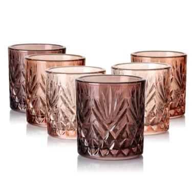 Imagem de ELERGIFTS Conjunto de 6 copos de shot marrons feitos à mão, 42,5 g, vintage base pesada, copos de tequila, copos pequenos, copos de shot para uísque, tequila, vodca, bebidas espirituosas e licores