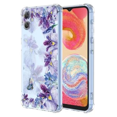 Imagem de WEIOUHR Capa para Galaxy A04e Samsung A04e Capa de telefone TPU macio transparente, design de impressão de íris, leve resistente a choques e arranhões, para Samsung Galaxy A04e (roxo íris)