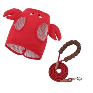 Imagem de Peitoral para gatos Red Crab com coleira, malha respirável macia (grande)