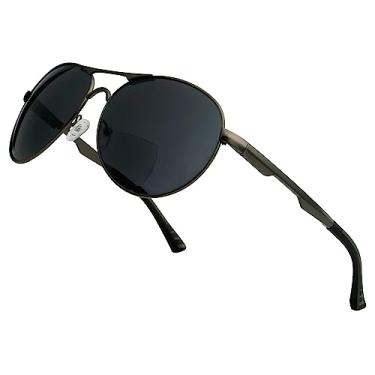 Imagem de BFOCO Óculos de sol bifocais para mulheres e homens, óculos de sol de leitura com armação de metal, leitor externo (Gunmetal, 1,75)