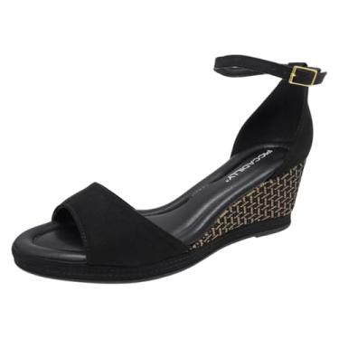 Imagem de Sandália Feminina Anabela Média Macia Ajustável Piccadilly