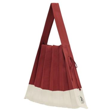 Imagem de JOSEPH AND STACEY Lucky Pleats Bag Mix G | Sacola feminina dobrável sustentável | Bolsa leve minimalista para o dia a dia, Bordo nevado, Large