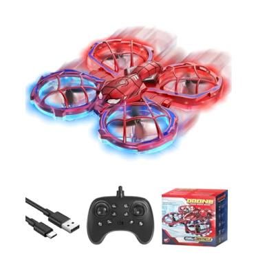 Imagem de Gofimyee Mini drone para crianças, vermelho, com controlo remoto, 3 modos de velocidade, prevenção de obstáculos, rotação de 360°, voo circular, para crianças e iniciantes a partir dos 8 anos