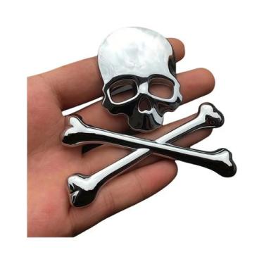 Imagem de Emblema Adesivo De Caveira Em Metal 3D Universal Para Carros, Motocicl