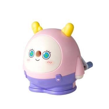 Imagem de GZBABY Apontador de lápis manual, apontador de lápis de manivela com espessura de ponta ajustável, formato de cervo fofo (rosa)