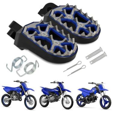 Imagem de USTPO Dirt Bike Pegs Double Deck Pegs Pedais Descansos CNC para PW50 WR250 1981-2025 TTR110 90 08-09 PW80 YZ80 93-96 BW80 1986-1990 Motocicleta Mini Pit Bike Azul