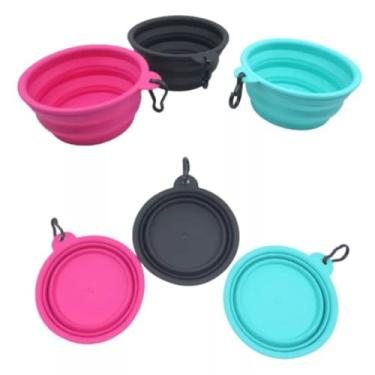 Imagem de 2 Unidades Tigela Retrátil de Silicone 350ml – Bebedouro e Comedouro para Cachorros e Gatos