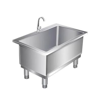 Imagem de CFMAIF Bacia de serviço de esfregão de aço inoxidável para uso interno e externo para pia de pia balde de esfregão lavanderia piscina para garagem, porão (100 cm/39,3 pol.)