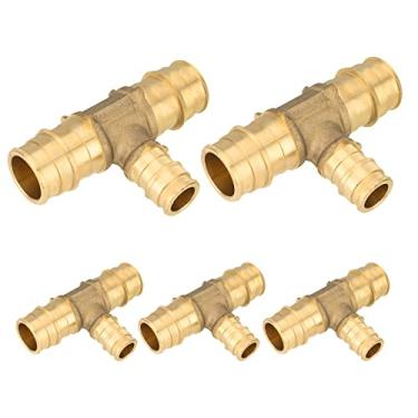 Imagem de GUOFIS Encaixe de expansão PEX A, 3/4 x 3/4 x 1/2 polegada F1960 T de latão de expansão, pacote com 5 camisetas de 3/10.2 cm x 3/10.2 cm x 1/5.1 cm para conexão de tubo PEX A