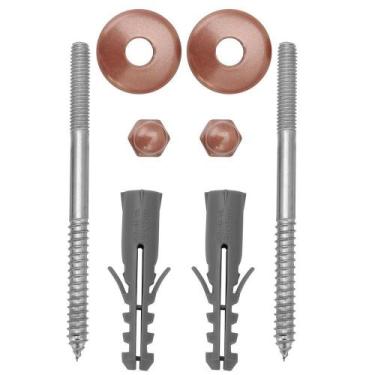 Imagem de Kit Parafuso Inox Rose 8Mm Fixação Vaso Sanitário E Bidê - Modelar