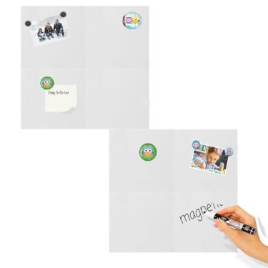 Imagem de Quadro branco com adesivo para parede, chapa receptiva magnética branca, quadro de escrita pequeno 20 x 20 cm