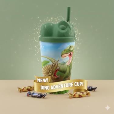 Imagem de Copo Infantil com Canudo e Com Tampa em 3D Animais Personalizados Bebidas Sucos Refrigerantes Água Leite 350ml Estampado(T-Rex (verde))