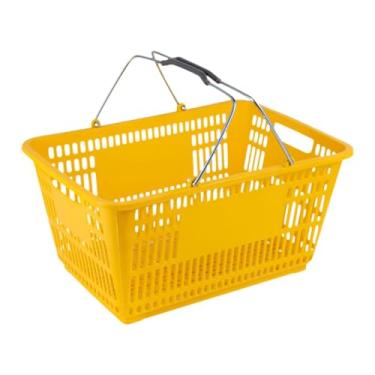 Imagem de SiaBiced Cesto de Compras Portátil E Ergonômico em Ferro com Alça, Ideal para Compras, Brinquedos, Cosméticos, Quarto E Outros Itens, Amarelo