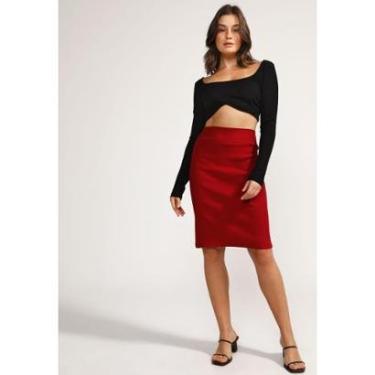 Imagem de Saia Lápis Vermelho Canelada D Bell-Feminino