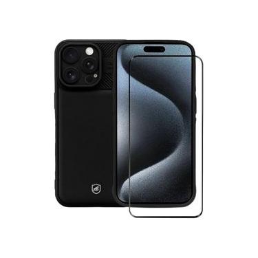 Imagem de Kit Capa Symetric Preta e Pelicula Ultra Glass Preta para iPhone 15 Pro - Gshield