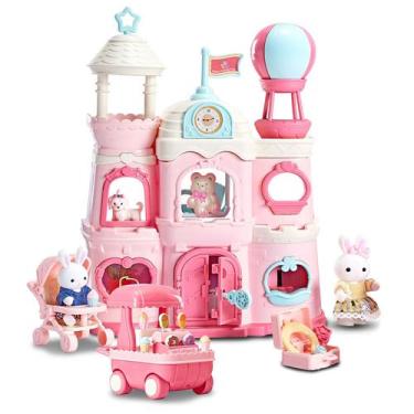 Imagem de Brinquedo Casinha Feliz Palácio Castelo De Princesa Família Coelho Par