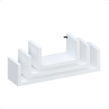Imagem de Kit 3 Prateleiras Nicho MDF Multiuso Branco para Decoração, Escritório e Livros