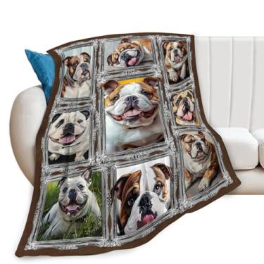 Imagem de Cobertor Bulldog para amantes de animais, presentes para meninas, meninos, crianças, macio, aconchegante, de lã de pelúcia para sofá-cama 127 x 101 cm