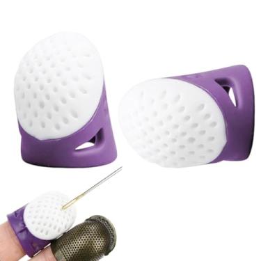 Imagem de Dedais antiderrapantes de silicone 2/5 peças - Protetores de dedo grandes para costura, acolchoado e patchwork DIY, acessórios essenciais de artesanato (2 peças)