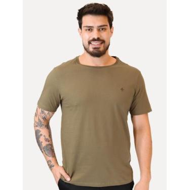 Imagem de Camiseta Dudalina Masculina Essentials Modal Logo Marrom Médio Tamanho