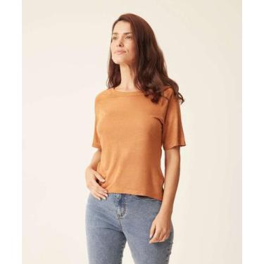 Imagem de Blusa Feminina Básica Manga Curta Marisa-16503, Marrom, GG