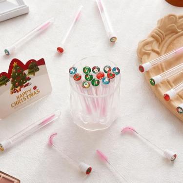 Imagem de Conjunto de 10 varinhas de rímel descartáveis, inclui 10 pincéis de cílios de cristal e 10 peças reutilizáveis de tubos vazios para cílios e pincéis de maquiagem para festas de Natal, varinha de rímel