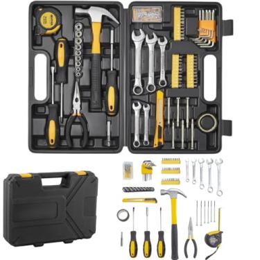 Imagem de Kit de Ferramentas 148 Peças Completo – Chaves, Alicates, Martelo, Estilete, Fita Métrica, Bits e Acessórios – Ideal para Reparos, Manutenção Residencial e Profissional