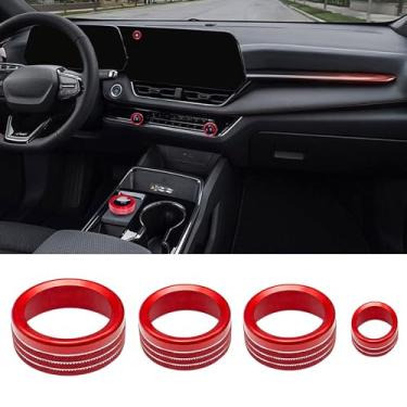 Imagem de BORUIEN Tampa do botão de mudança de volume AC acessórios interiores para Chevy Chevrolet Equinox 2025 2026 console central painel capa maçaneta porta moldura adesivo decoração guarnição (vermelho)