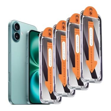 Imagem de Película protetora de tela para iPhone 14promax/15Plus/16Plus privacidade, vidro temperado antiespião, dureza 9H, bordas curvas 3D transparentes HD, fácil instalação [4 unidades]