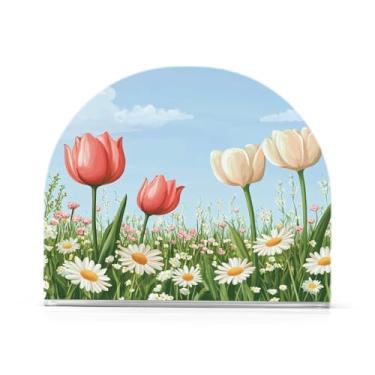 Imagem de Qilmy Porta-guardanapos, lindos porta-guardanapos de flores silvestres e borboletas da primavera para mesas cozinha restaurante decoração de casa, suporte decorativo moderno para guardanapos de