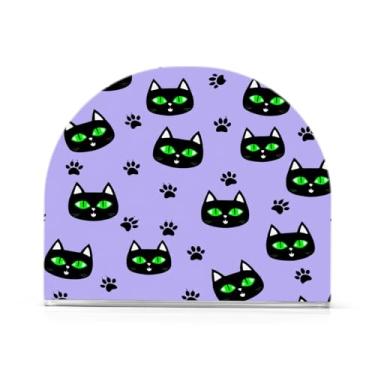 Imagem de Wassud Porta-guardanapos de acrílico preto de gatos de desenho animado, dispensador de guardanapo de papel moderno em forma de U para mesa, cozinha, sala de jantar, bancada 1 peça (comporta 50-60