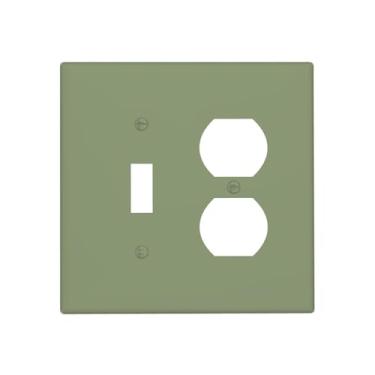 Imagem de WUYOCHA Capas de tomada decorativas Rosepine Green 2 Gang Light Switch Cover Plate Single Toggle Duplex Placas de parede para tomadas elétricas, capas de placa de interruptor para quarto, cozinha