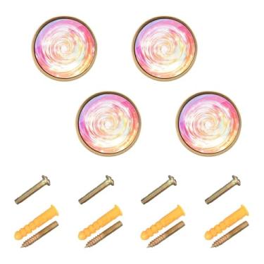 Imagem de CEBUGI Conjunto de puxadores de armário com 4 puxadores de gaveta redondos coloridos com parafusos puxadores de armário de cozinha para gaveta porta guarda-roupa cômoda