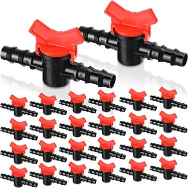 Imagem de Chumia 24 peças de válvula de irrigação por gotejamento 1/2 polegada kit duplo macho interruptor de portão para tubulação regular, desligar, ligar o fluxo de água