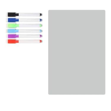 Imagem de Quadro branco magnético para geladeira de mensagens acrílico transparente Planner semanal borracha seca com 6 marcadores