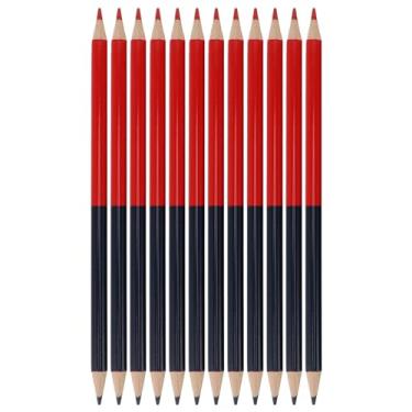 Imagem de Conjunto de lápis pré-afiados apagáveis ​​de dupla face, pacote com 12 unidades, madeira composta premium, núcleo de grafite, escrita suave, desenho, correção de trabalhos de casa (Lápis Vermelho e