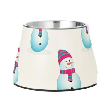 Imagem de Burbuja Tigela de aço inoxidável para cães Snowmen para comida e água, antiderrapante para cães médios e gatos, 590 ml