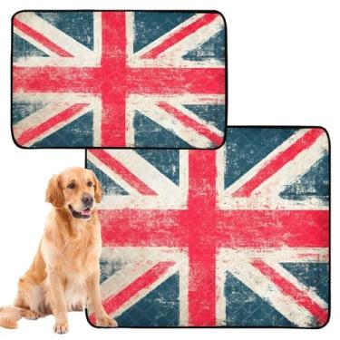 Imagem de CEBUGI Almofadas de xixi laváveis para cães, pacote com 3, almofadas impermeáveis para filhotes de cachorro, antiderrapante, à prova de vazamento, para cama de cercadinho, bandeira britânica