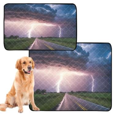 Imagem de CEBUGI Almofadas de xixi laváveis para cães, pacote com 2, almofadas impermeáveis para filhotes de cachorro, antiderrapante, à prova de vazamento, para cama de cercadinho, preto, tornado