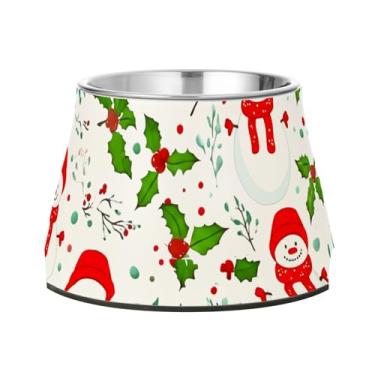 Imagem de Burbuja Tigela de aço inoxidável para cães Snowmen para comida e água, antiderrapante para cães médios e gatos, 590 ml